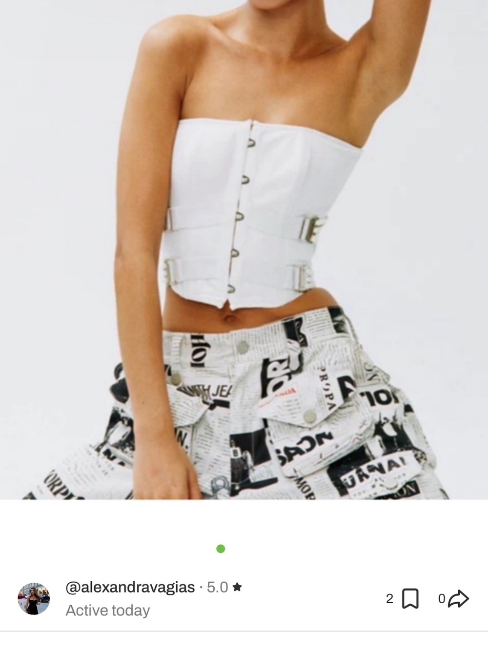 With Jean White Strapless Buckle Crop Top